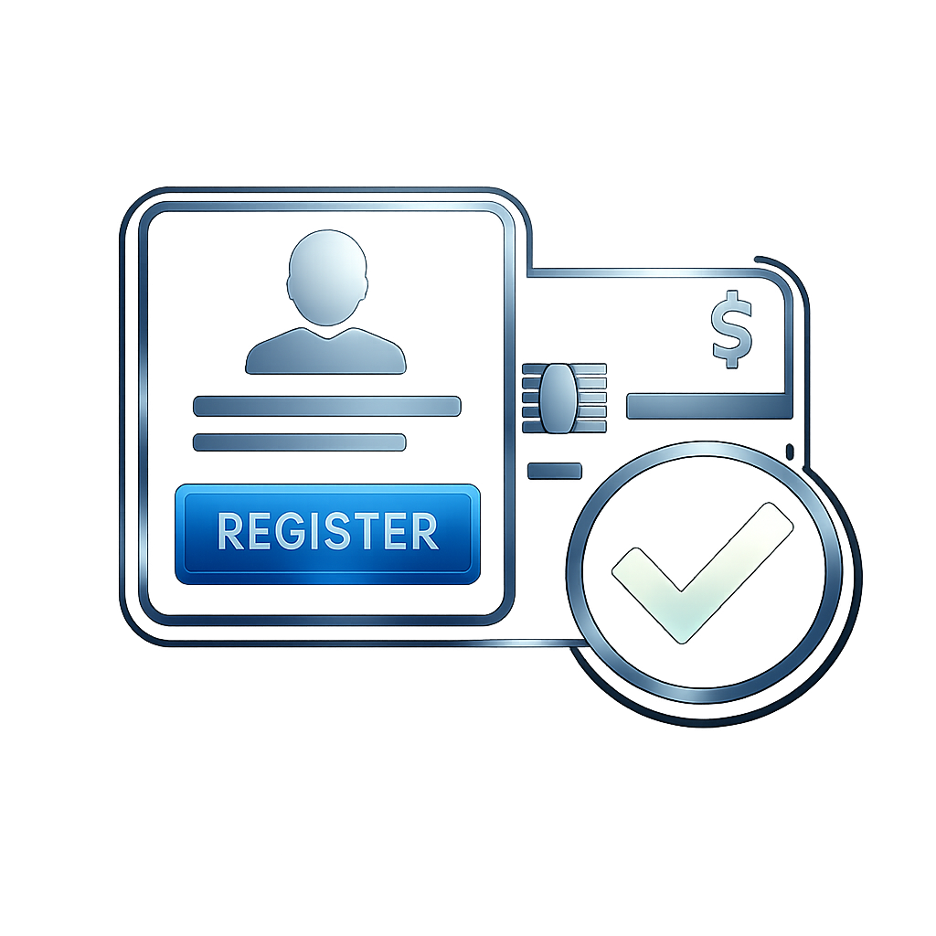 cinematic a simple icon for registration indicating a way to pay
